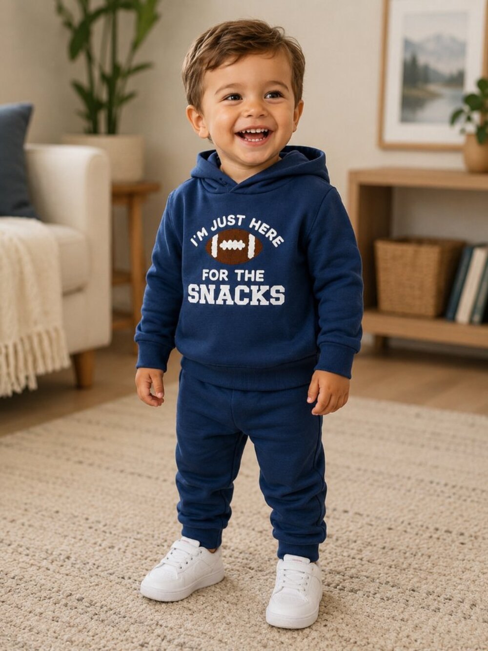 NWT Baby Essentials 2-Piece Football Jogger Set Toddler Boys Blue Sports